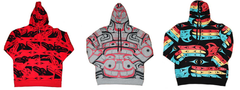 Stay warm in style: Pull on a premium all over print hoodie