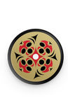 Salish Style moon face in quadrant whorl button pin