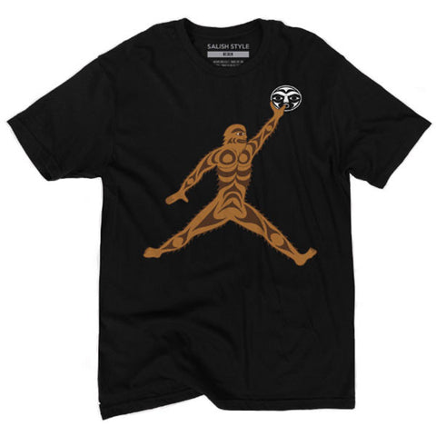 black sasquatch reaching for moon t-shirt